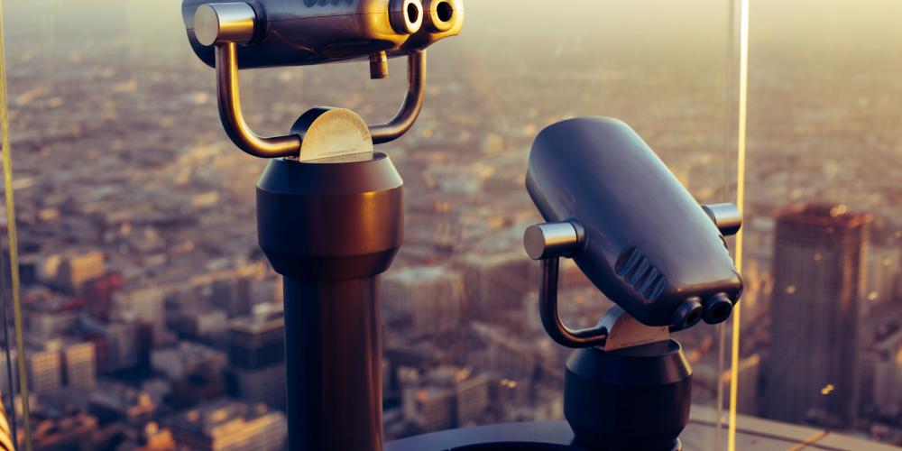Tower viewer overlooking a city
